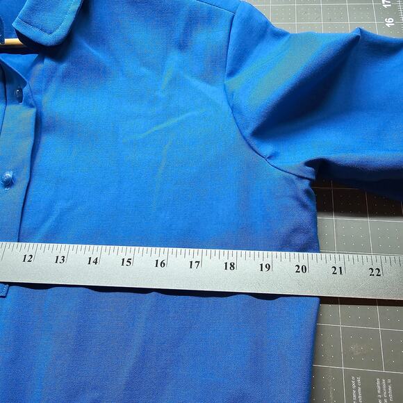 Vintage Handmade Shirt Dress Womens 1X Blue Lagenlook 80s Pleated Midi Retro - Picture 9 of 10